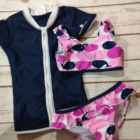 Snapper Rock 3 Piece Bikini & Rash Top Set Girls - Picture 2 of 3